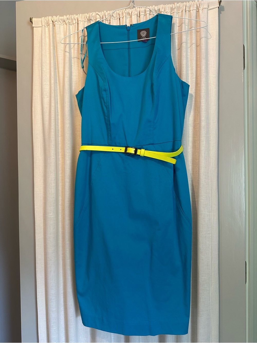 NEW Turquoise Dress with Neon Yellow Belt